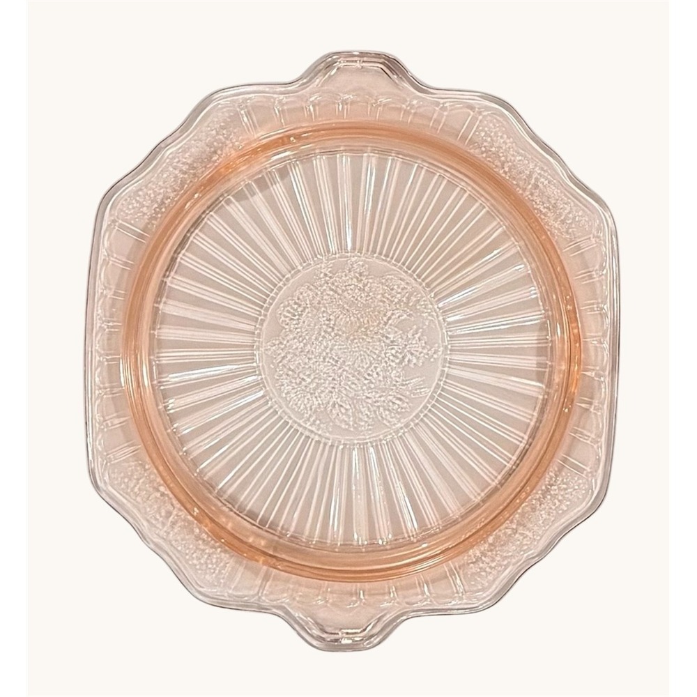 Vintage Anchor Hocking Mayfair Pink Depression Glass Footed Cake Plate 10"